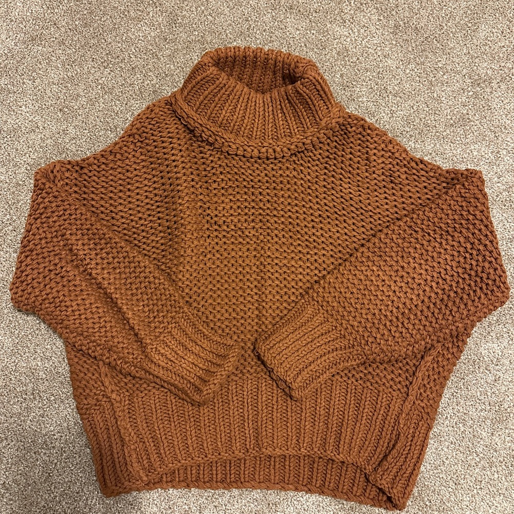 Free People Rust Cowl Neck Sweater